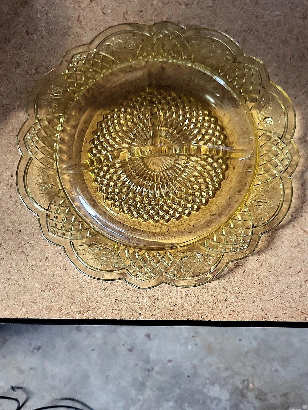 Indiana Glass Company Tiara Amber Sandwich Divided Serving Platter